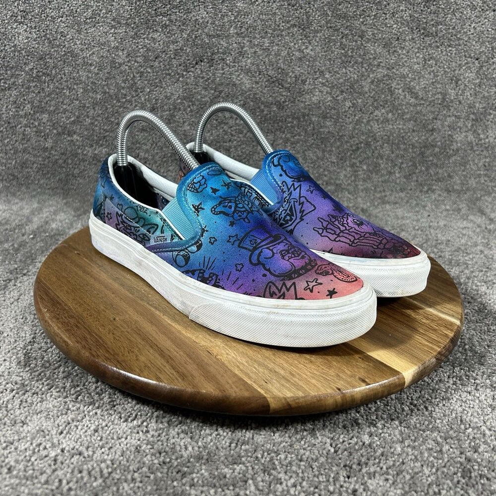 VANS Classic Era U-Color Men's 7.5 Women’s 9 Tye Dye Tattoo Slip On Shoes Used